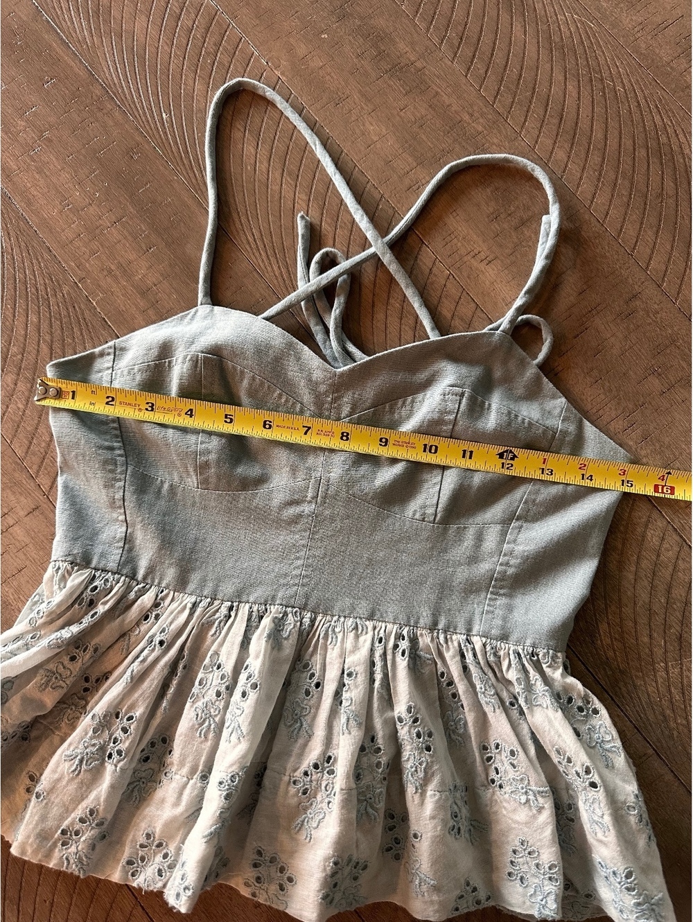 The GREAT. The Camelia Peplum Ruffle Top in Crystal-Blue Women’s size 0 XS - Picture 11 of 15